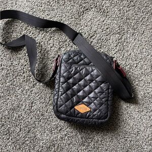 MZ WALLACE Metro Quilted Nylon Crossbody Bag IN Black